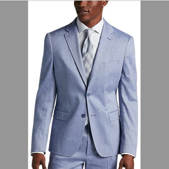 Calvin Klein Slim Fit Linen Blend Suit Separates Jacket - Lt Blue Twill - Picture 1 of 1